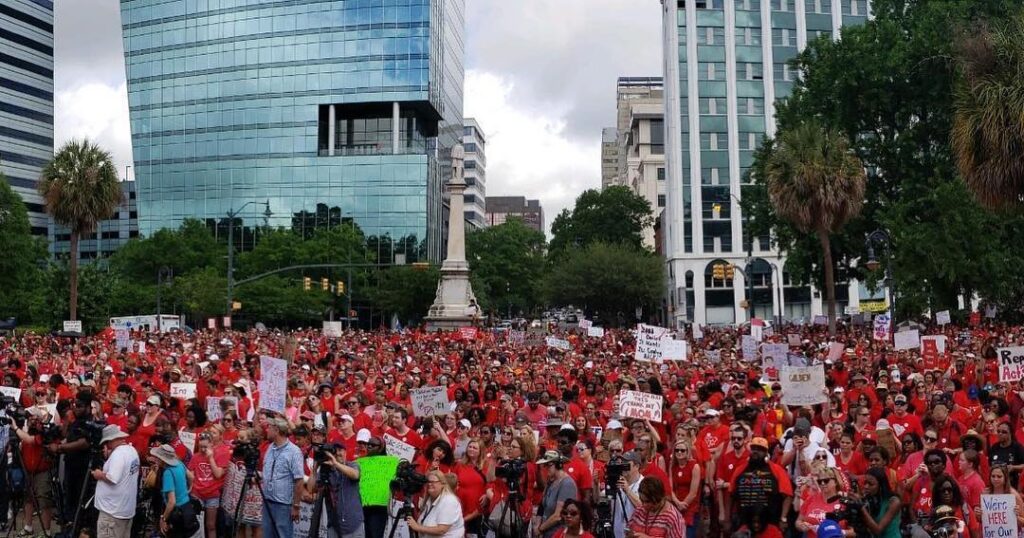 Charleston DSA stood in solidarity with the thousands of teachers across South Carolina who walked out on May Day 2019 to demand higher pay, improved working conditions, and more resources for our struggling public school system.
